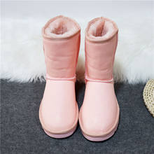 Meados de bezerro 2021 novo material de couro genuíno de lã grossa sapatos femininos botas de lã botas de neve sapatos de pele plana quente sapatos de inverno 2024 - compre barato