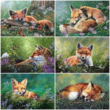 Fox Cross Stitch Diamond Mosaic Diamond Embroidery Animals Flower Full Square Art Paintings Rhinestones Handmade Hobby for Decor 2024 - buy cheap