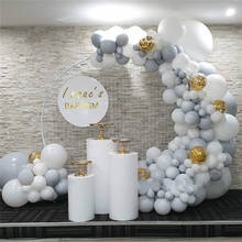 Kit de arco de globos de látex, guirnalda de globos para fiesta de feliz cumpleaños, suministros de decoración para Baby Shower, blanco y gris, 130 unids/set por Set 2024 - compra barato
