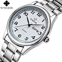 WWOOR Classic White Watch Men Luxury Brand Waterproof Quartz Vintage Men Watch With Date Stainless Steel Wristwatch Reloj Hombre 2024 - buy cheap