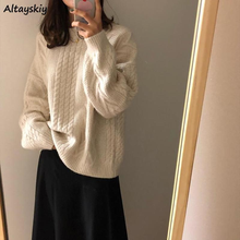 Jerseys de estilo coreano para mujer, suéteres femeninos de 3 colores, sueltos, de estilo Retro, suaves y minimalistas 2024 - compra barato