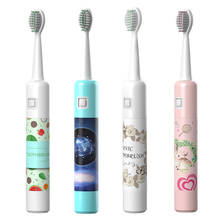 Escova de dentes elétrica para crianças, recarregável, escova de dentes sônica, 2 bocais, para crianças 2024 - compre barato