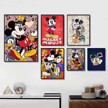 Graffiti de Disney, Mickey Mouse, Pato Donald, Mural, impresiones en lienzo, póster e impresión, imagen artística de pared, decoración del hogar, sin marco 2024 - compra barato
