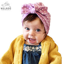 WELROG Baby Cotton Hats Rabbit Ears Hats Polka Dot Printing Turban 9 Colors Baby Elastic Turban Caps Cute Soft Baby Caps 2024 - buy cheap