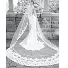 1T Bridal Veils with Metal Comb 3M Lace One Layer White Ivory Wedding Veil 2024 - buy cheap