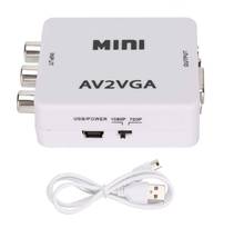 1080p mini conversor de vídeo rca av para vga conversor de vídeo com áudio de 3.5mm av2vga/cvbs + áudio para pc hdtv conversor 2024 - compre barato