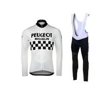 Peugeot equipe branca retrô clássica primavera verão manga comprida conjuntos de ciclismo roupas de bicicleta de corrida maillot, roupa ciclismo 2024 - compre barato