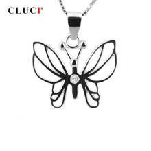 CLUCI Silver 925 Butterfly Pearl Pendant Mounting for Women Necklace Jewelry Making 925 Sterling Silver Pendant Jewelry SP021SB 2024 - buy cheap