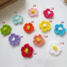 120PCS/lot 3cm Handmade woolen Yarn Crochet Knitted Flower applique Patchwork DIY needlework sewing accessories Cloth paste 168 2024 - buy cheap