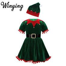 Kids Toddlers Christmas Dress with Hat Belt Sets Baby Girls Santa Claus Elf Clothes Cosplay Holiday Party Outfit Xmas Costume 2024 - buy cheap