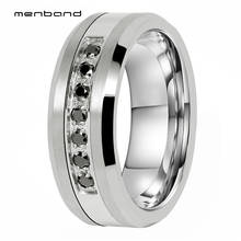 Men Women Tungsten Wedding Band Tungsten Steel Combined Rings With 7 Black Cz Inlay 8MM Comfort Fit 2024 - buy cheap