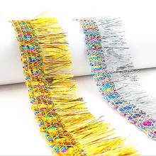 Short Fringe Tassel Latin Fringe Gold And Silver 50 Yds/Lot Bright Colored Trimming Dance Dress Appliques Trims 5.5cm Long 2024 - buy cheap