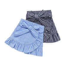 FOCUSNORM-faldas con estampado de rayas para niñas, minifaldas con volantes, lazo, línea A, 2-7 años 2024 - compra barato