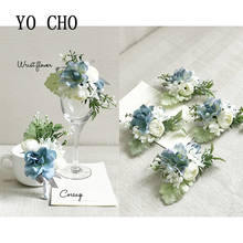 YO CHO-Botón de flor Artificial para boda, ramillete, pulsera de dama de honor, flores de seda, broche, Pin de matrimonio 2024 - compra barato