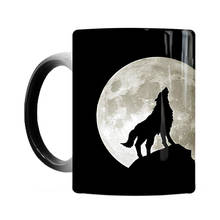 Caneca mágica sensível ao calor, caneca de mudança de cor na lua de lobo, 1 peça de 350ml para leite e café, novidade presente de aniversário 2024 - compre barato