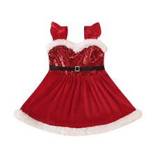 Женское рождественское платье с оборками, без рукавов и с блестками 2024 - купить недорого
