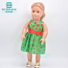 Ropa para muñecas que se adapta a 43cm, accesorios para muñecas recién nacidas, vestido de Navidad verde a la moda + banda para el pelo de bebé 2024 - compra barato