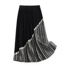 2019 High Waist Knitted Striped Women Winter Thick Long Skirt Chic Vintage Women A Line Pleated Skirt Faldas Jupe Femme Saia 2024 - buy cheap