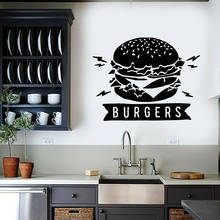 Calcomanía de vinilo con diseño de hamburguesas para decoración de interiores, papel tapiz con diseño de restaurante, comida rápida, comedor, puerta y ventana, E604 2024 - compra barato