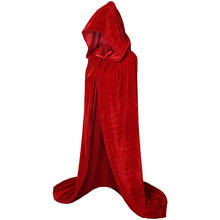 2021 Hooded Cloak Long Velvet Cape for Christmas Halloween Cosplay Costumes S-2XL Black Red White Gray Purple Green Blue 2024 - buy cheap