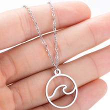 Hfarich Stainless Steel Simple Sea Wave Chain Link Metal Necklaces Pendants For Women Unique Statement Party Jewelry 2024 - buy cheap