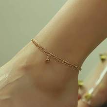 Женские ножные браслеты JHSL, двухслойные браслеты из нержавеющей стали цвета розового золота, модные летние пляжные браслеты до щиколотки для женщин 2024 - купить недорого