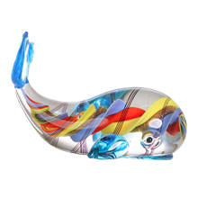 Figura de ballena de cristal, arte de Animal coleccionable, vidrio soplado a mano y pintado en miniatura, Decoración de mesa, regalos 2024 - compra barato