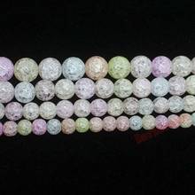 Fctory Price Natural Multicolor Cracked Crystal Round Beads 6 8 10 12mm  Per Strand Pick Size For Jewelry Making diy 2024 - buy cheap