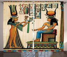 Cortinas de decoración egipcia, antiguo papiro egipcio que representa a la Reina nefertarii con ilustraciones del Imperio Antiguo, decoración para sala de estar y dormitorio 2024 - compra barato