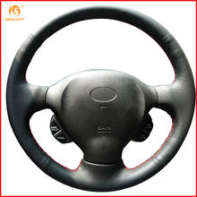 MEWANT-Protector de cuero genuino negro para volante de coche, piezas de accesorios de Interior para antiguo Hyundai Santa Fe 2024 - compra barato