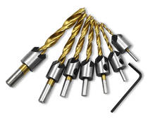Wholesales 7pcs  Flute Countersink Drills Bit HSS/Titanium Drill Bits Reamer Set For Woodworking Chamfer 3-10mm 2024 - buy cheap