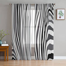 Zebra Black And White Stripes Voile Curtains for Living Room Window Treatment Sheer Curtains for Bedroom Kitchen Drapes 2024 - buy cheap