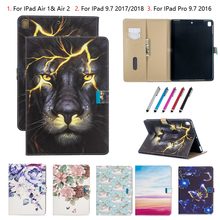 Funda magnética de piel sintética con soporte para iPad, cubierta inteligente de León para iPad 5, 6, Air 1, 2, 5ª y 6ª generación con lápiz óptico, 9,7, 2018, 2017 2024 - compra barato