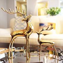 24cm/34.5cm Deer Ornament Sculpture Copper Figurines Desk Decoration Light Luxury Ornament Made of Pure Copper Handmade Lines 2024 - buy cheap