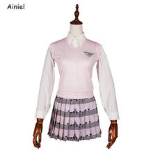 Disfraz de Anime Danganronpa V3 para mujer, traje de kaade Akamatsu, camisa, falda, suéter, chaleco, conjunto completo de uniforme Dangan Ronpa, 2020 2024 - compra barato