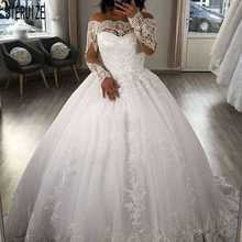 JIERUIZE Gorgeous Dubai Ball Gown Wedding Dress Boat Neck Long Sleeve With Lace Appliques Beaded Bridal Gowns Vestido De Noiva 2024 - buy cheap