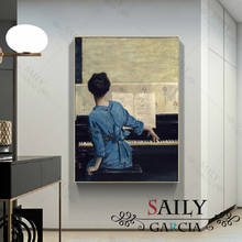 Canvas Painting Play Piano Girls Figure Vintage Poster Unframed Modern Wall Art Pictures For Living Room Gallery Art Home Decor 2024 - buy cheap