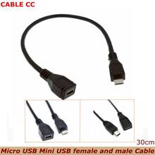 The best price 0.3m Micro USB Mini USB 2.0 5Pin male to female M to F extension connector adapter long plug cable 2024 - buy cheap