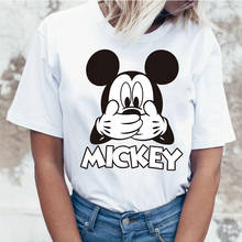 Disney Women's Clothing Couple Fashion Donald Duck Mickey Mouse Cartoon Printing O-neck Short-sleeved Cute Loose Tee Shirt Femme 2024 - buy cheap