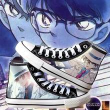 Japanese Harajuku Style Conan Animation Printing High-top Canvas Shoes for Men Women Casual Couple Shoes Men's Vulcanized Shoes 2024 - buy cheap