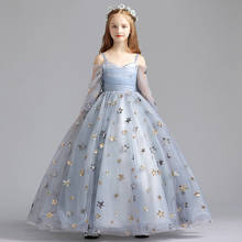 Children's Day Girl Evening Dress Star Embroidery Princess Dress Girl Birthday Wedding Dresses Moderator Catwalk Piano Costume 2024 - buy cheap