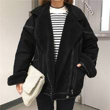 Korea new loose plus velvet thickening lamb fur coat female winter ins Harajuku vintage BF denim casual fashion women jacket 2024 - buy cheap