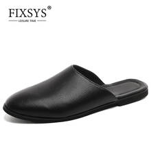 FIXSYS Fashion Men Pu Leather Slippers Outdoor Half Loafers Lightweight Half Shoes Breathable Mules for Man Summer Casual Sandal 2024 - buy cheap