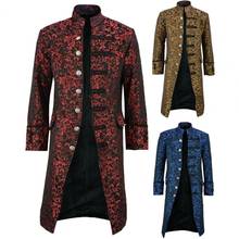 Halloween Victorian Men Jacquard Weave Stand Collar Long Sleeve Coat Outwear мужская куртка 2024 - buy cheap