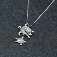 Cute Female White Opal Pendant Necklace Classic Silver Color Chain Necklaces For Women Vintage Crystal Turtles Wedding Necklace 2024 - buy cheap