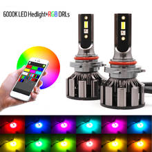 Niscarda H7 RGB LED Headlight H1 APP Bluetooth Control H3 H4 H8 H11 Multi Colors LED Bulbs 9005 9006 2024 - buy cheap