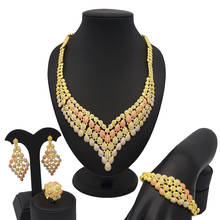 Conjuntos de joias douradas, novo design para mulheres africanas, colar, joias de casamento, conjuntos de joias de festa 2024 - compre barato