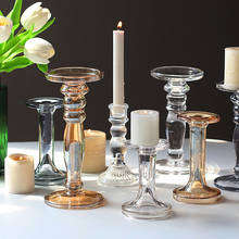 Candelabro em vidro nórdico para decoração de casa, luminária retrô à luz de velas, adereço, moderno, decoração romântica 2024 - compre barato