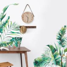Tropical Plant Wall Sticker Green Leaf Leaves Wallpaper Decals DIY Mural Living Room Background Decorative Home Decor Wholesale 2024 - buy cheap