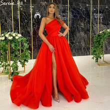Sereno colina vermelho alta divisão sexy vestidos de noite 2021 a linha um ombro simples vestido formal design la71114 2024 - compre barato